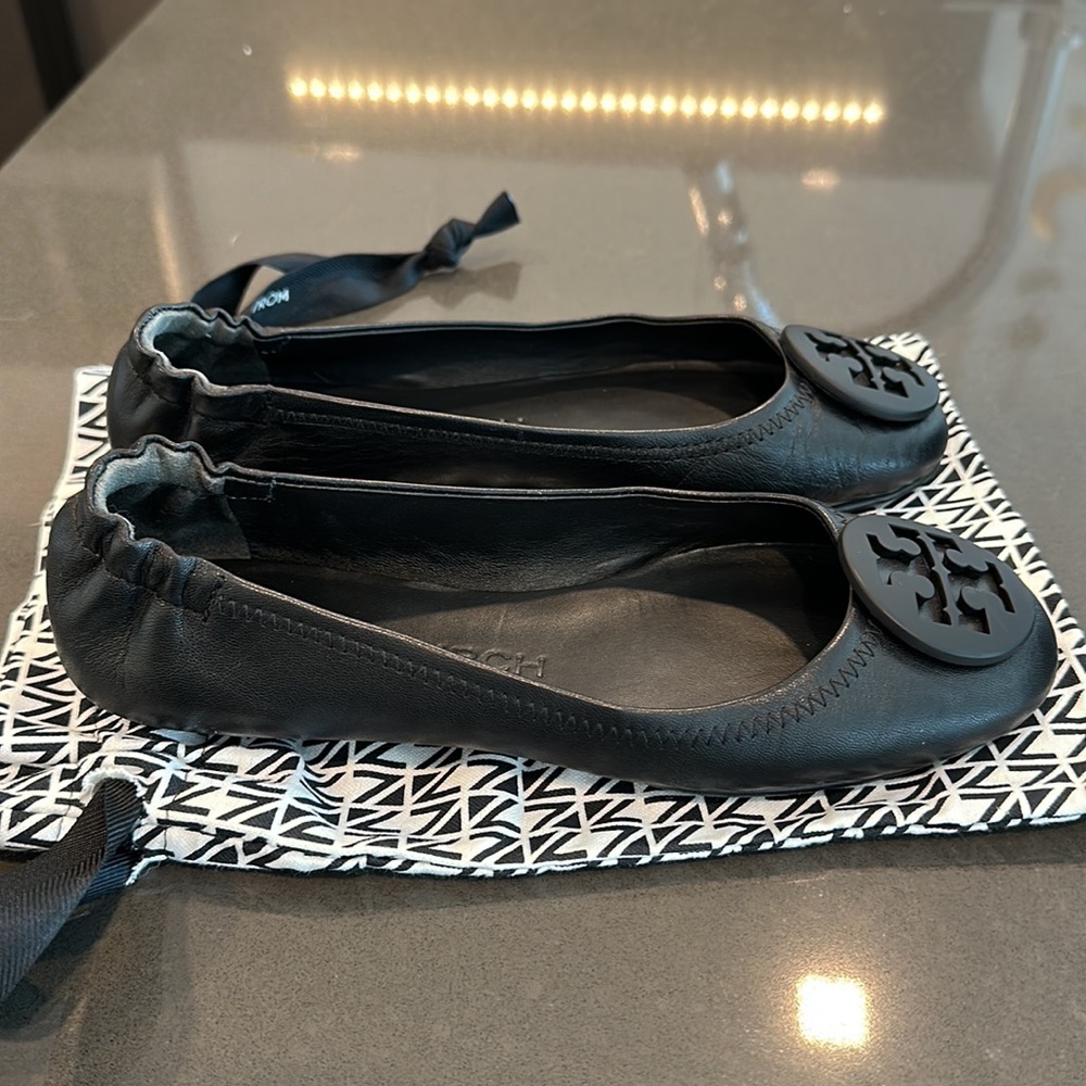 Tory Burch MINNIE TRAVEL BALLET flats - black size 6.5 - Picture 3 of 5